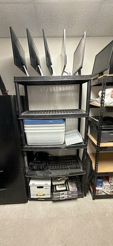 Five-tier black plastic shelf