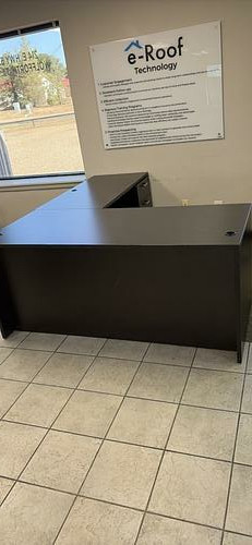 Six-drawer L-shaped office desk