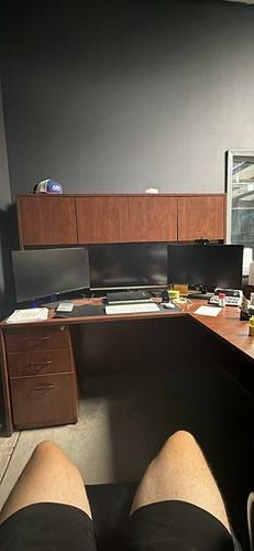 Rectangular wood-look office desk
