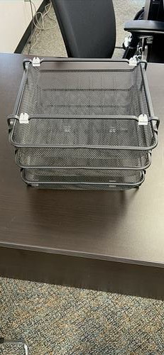 Black metal mesh paper organizers