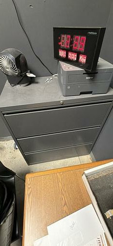Three-drawer metal filing cabinet