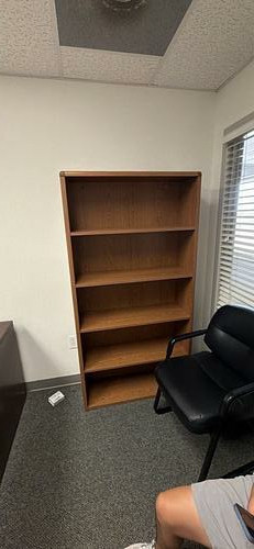 Five-tier brown bookcase