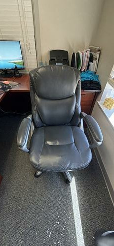 Gray padded rolling office chair