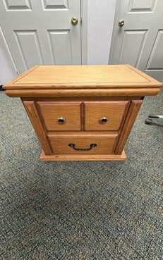 Two-drawer wood-look side table