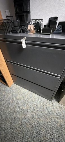3-Drawer Metal Filing Cabinet with Key